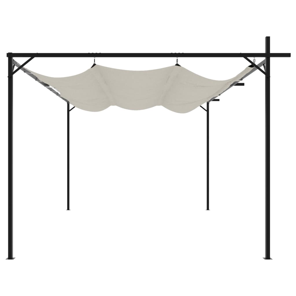 Pergola with Sliding Roof Cream 395 X 292 X 230 Cm