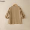 ZANZEA Women Hollow Lace Splice V-Neck Loose Casual 3/4 Sleeve Blouse