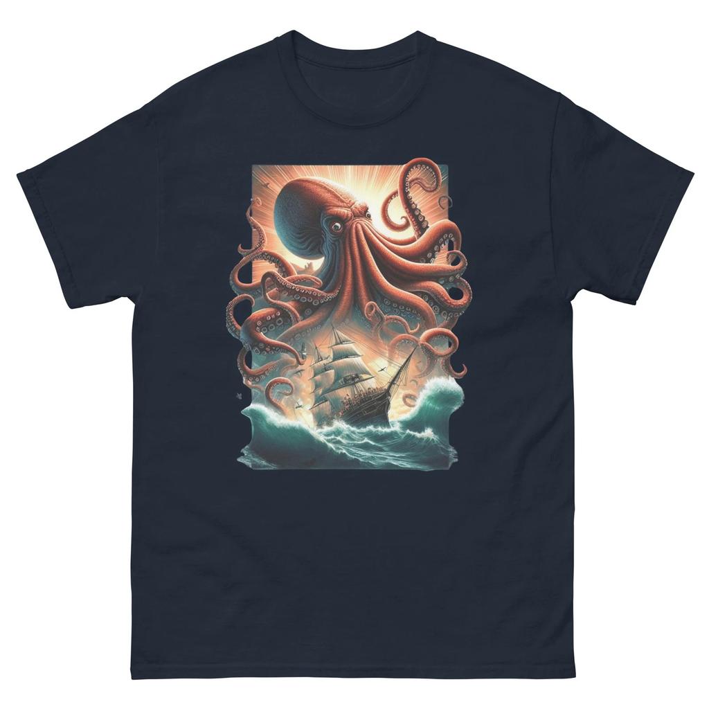 Giant Octopus Kraken T Shirt Ship Attack Sea Monster Unisex Horror Tee
