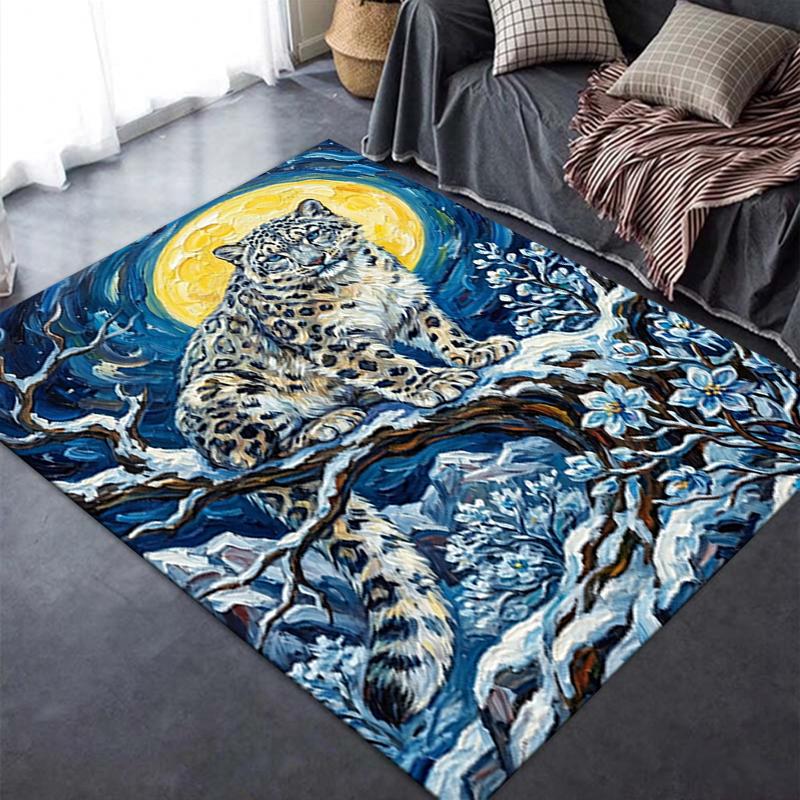 2025 New Snow Leopard Animal Carpet Rug for Living Room Bedroom Home Sofa Decoration,Kids play Non-slip Floor Mat114