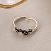 PONYKISS  Sterling Silver Zircon Vintage Rose Rings for Women Party Minimalist Opening Fine  Plant Accessories