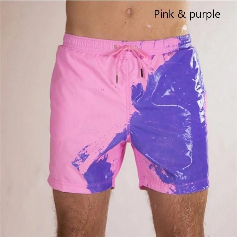 Fargeskiftende badebukse for menn Uformelle strandshorts Løse svømmebukse
