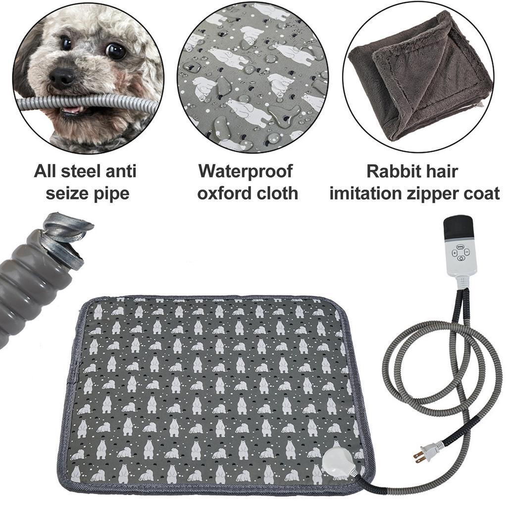Pet Electric Blanket Water Resistant 9 Mode Temperature Adjustment Chew Resistant Pet Heating Pad