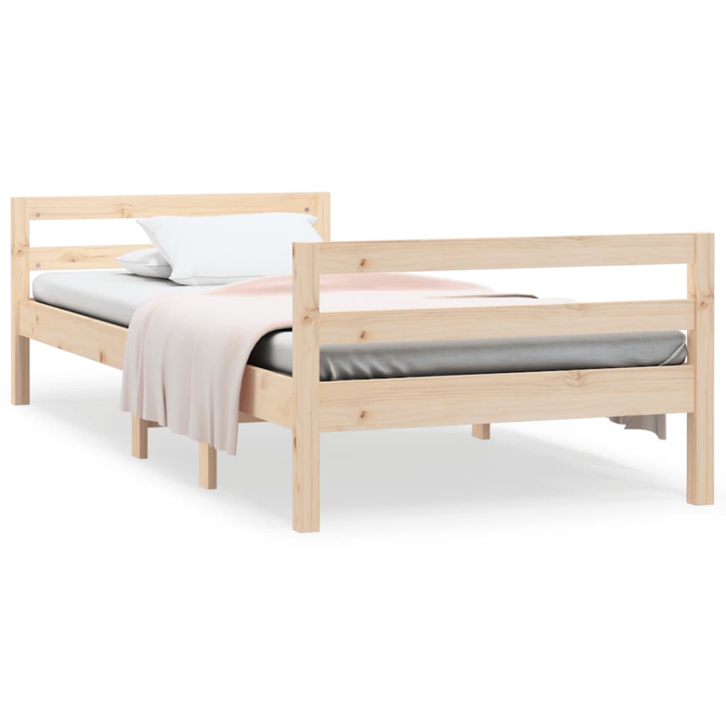 Solid Wood Bed Frame Without Mattress 90 X 190 Cm Pine