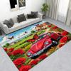 Cool Purple Sports Car Area Rug, Flame Racing Style Living Room Carpet, Non-Slip Soft Floor Mat for Game Room & Garage Decor