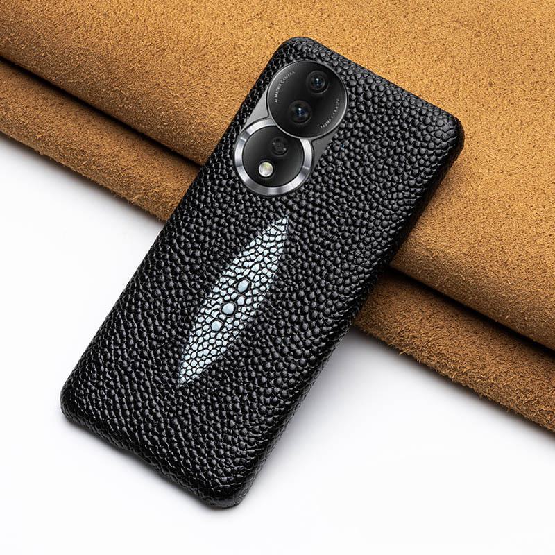 

Защитный чехол Honor 30 из воловьей кожи с рисунком в виде рыбки и жемчуга Other models please note чёрный