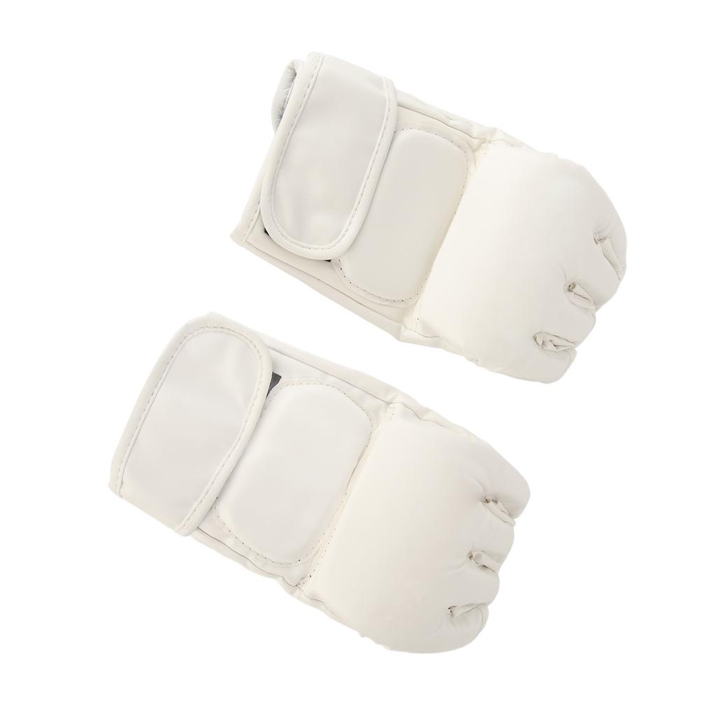 Hand Taekwondo Ausrüstung Handschuh Halbfinger Sicher Verstellbares Handgelenkband Boxhandschuh für Sandsack Weiß