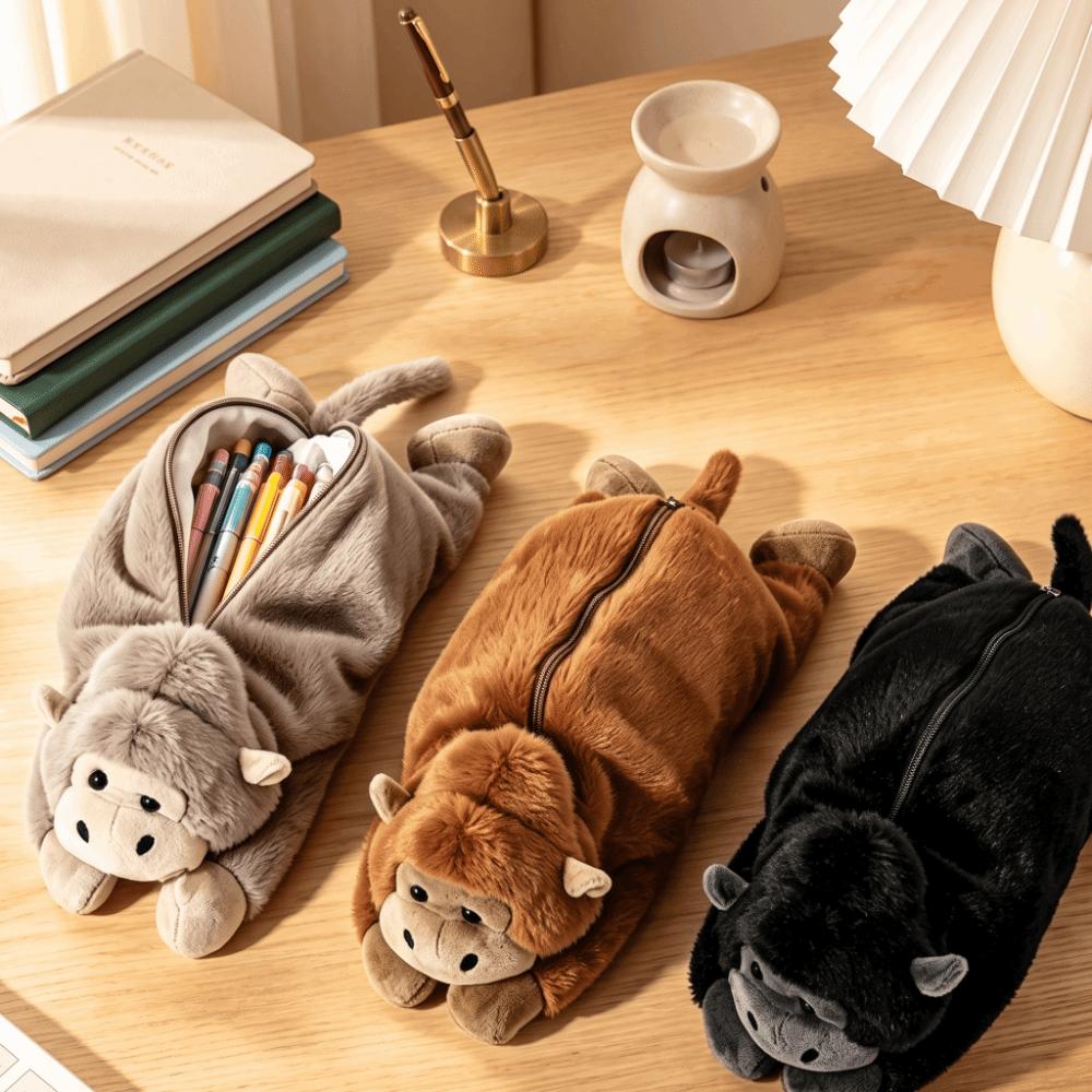 Gorilla Plush Pen Bag Large Capacity Plush Pencil Case Plush Pen Case School Season
