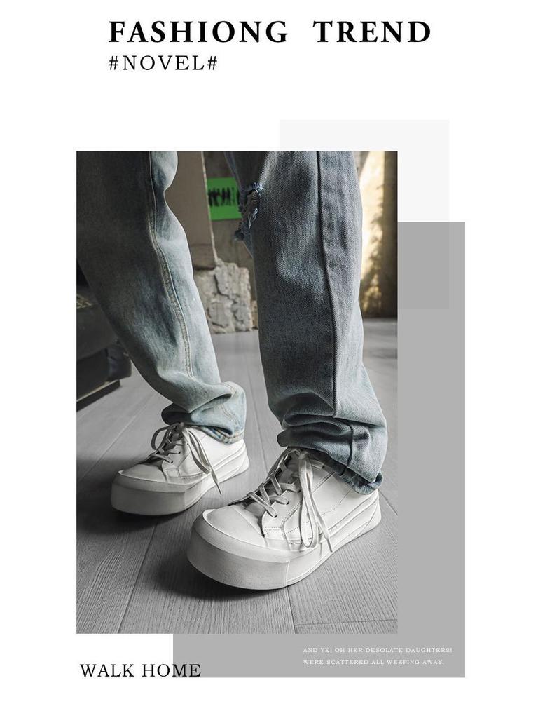 Herren Trendige Schwarz & Weiße Crescent Series Canvas Derby Schuhe