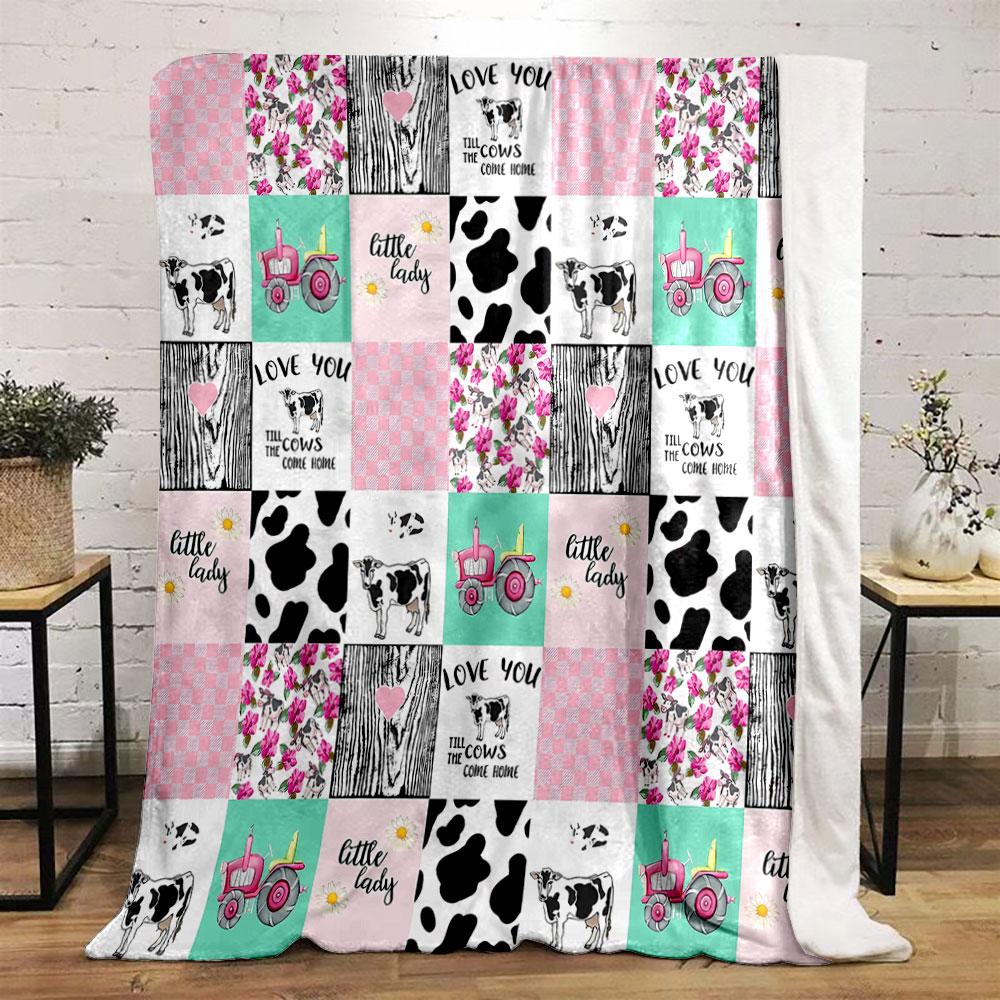 Cow Print Pink Farm Blanket Bedroom Blanket for Livingroom Couch Lunch Break Soft Throw for Friend's Festival Gift