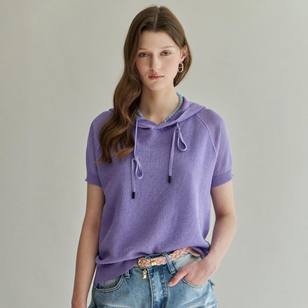Maxza Pearl Mix String Hoodie Short Sleeve Knit Zf06qk004na violet/FREE