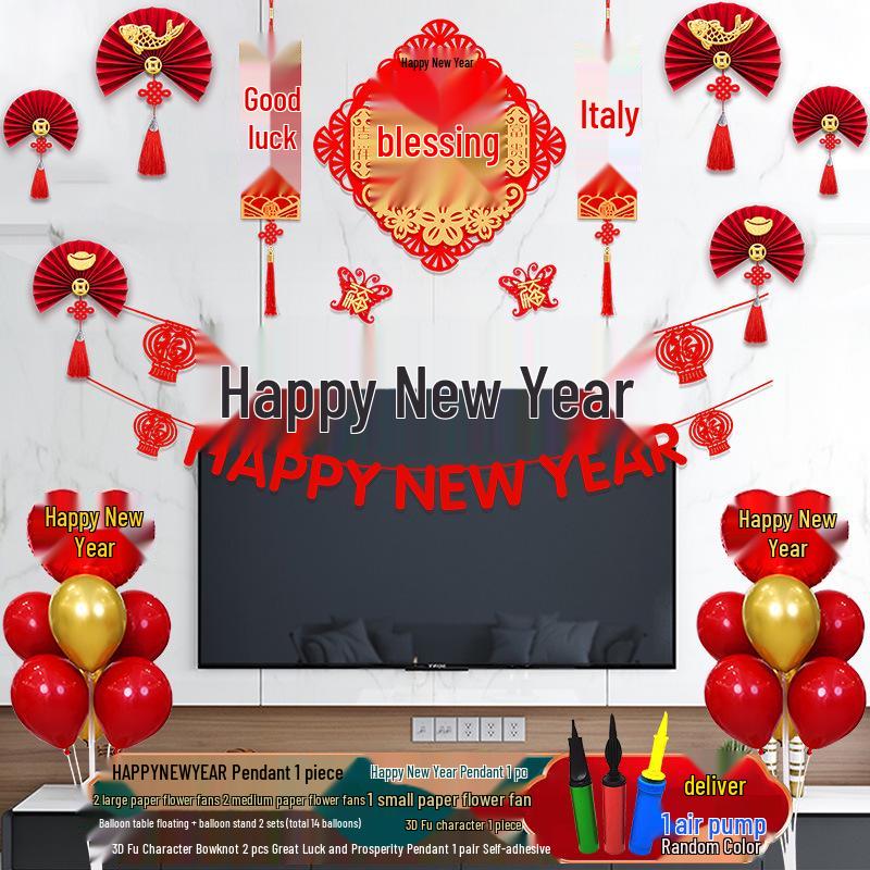 New Year Spring Festival Paper Fan Flower Decorations for Store and Home