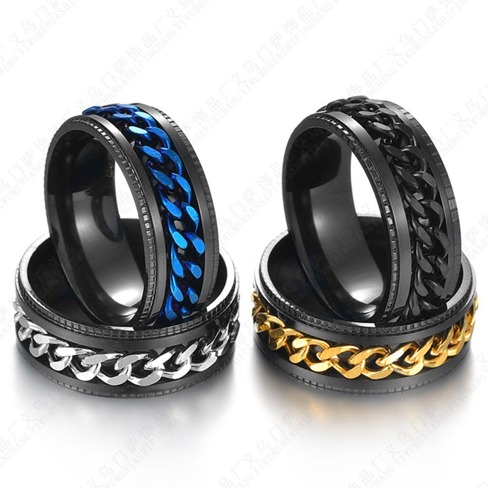 Fidget Spinner For Teens Rotating Women Anxiety Rings Korean Finger Rings Men Rings Twist Chain
