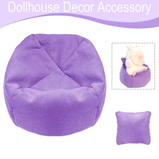 Bean Bag Chair for 17cm Dolls Handmade Corduroy Mini Sofa Pillows Cute Desktop Decoration Doll Accessory