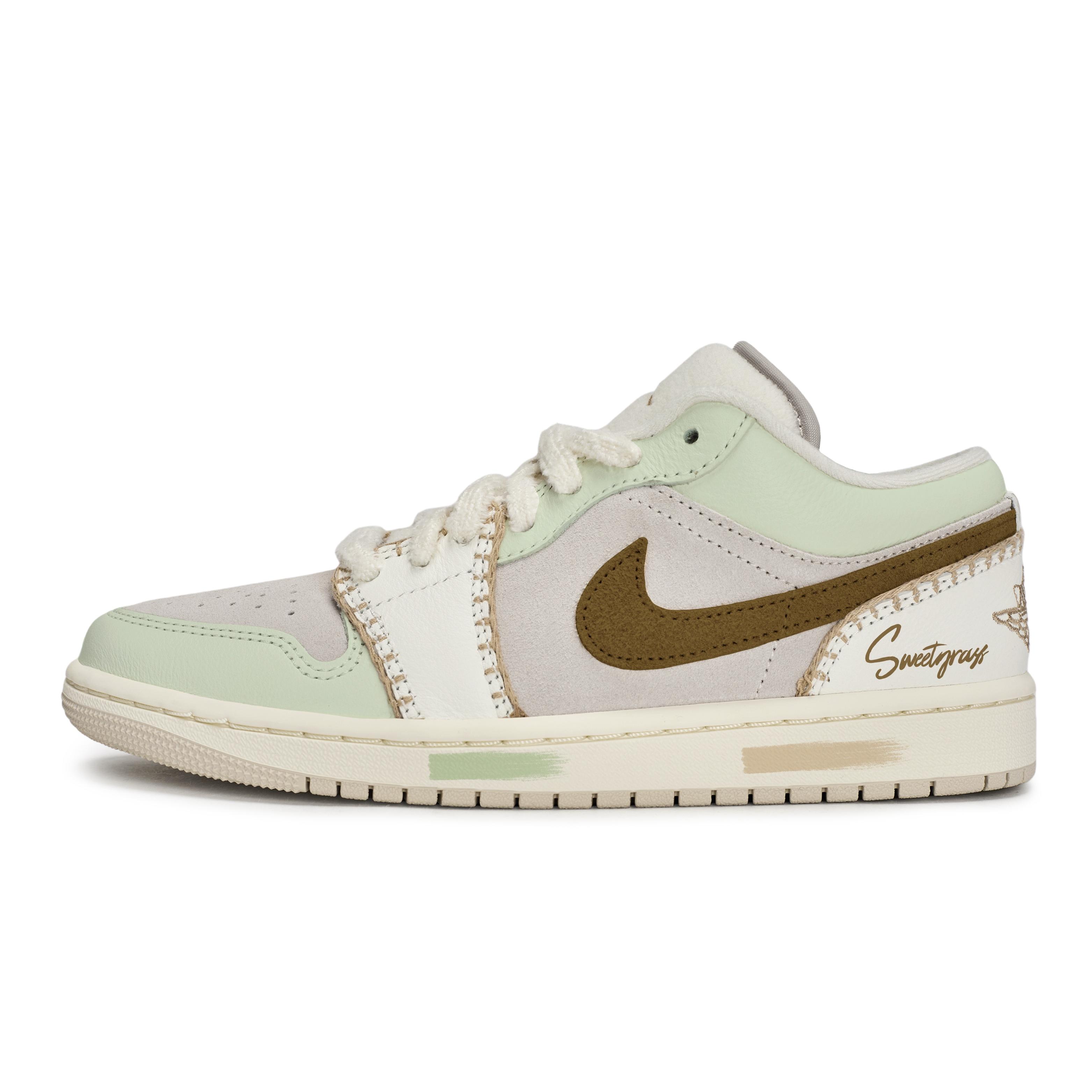 

Jordan Air Jordan 1 Walking Planet, Vanilla Latte Low top Vintage Basketball Shoes Women s Beige Gray Green Brown HV4268-120(Team1492-) 38