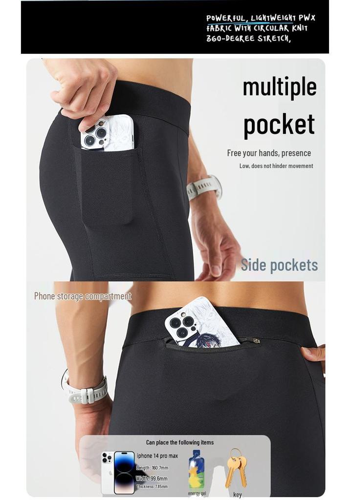 Heren Sneldrogende Compressie Hardloopbroek met Zakken - Strakke Pasvorm Anti-Blootstelling Fitness Basislaag