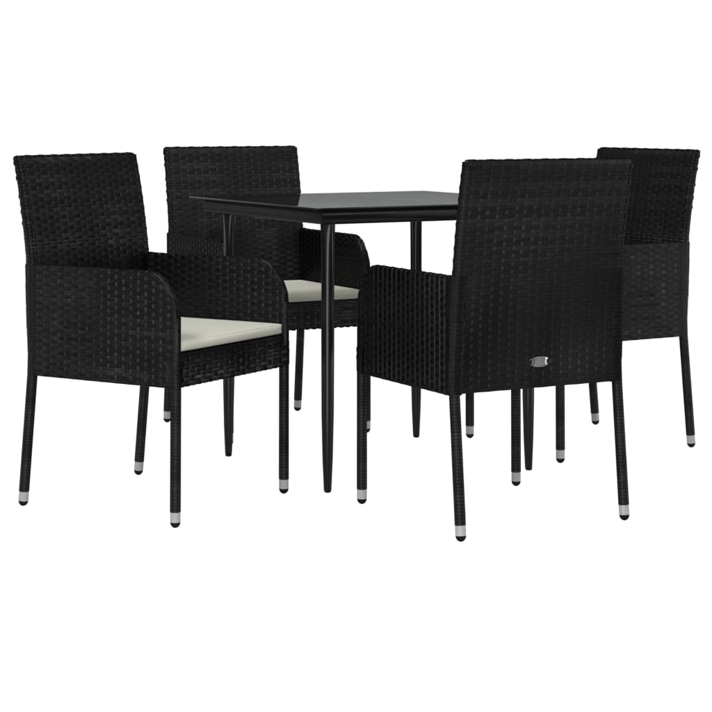 Vidaxl 5-Cz. Garden Furniture Set With Cushions, Black, Poly Rattan