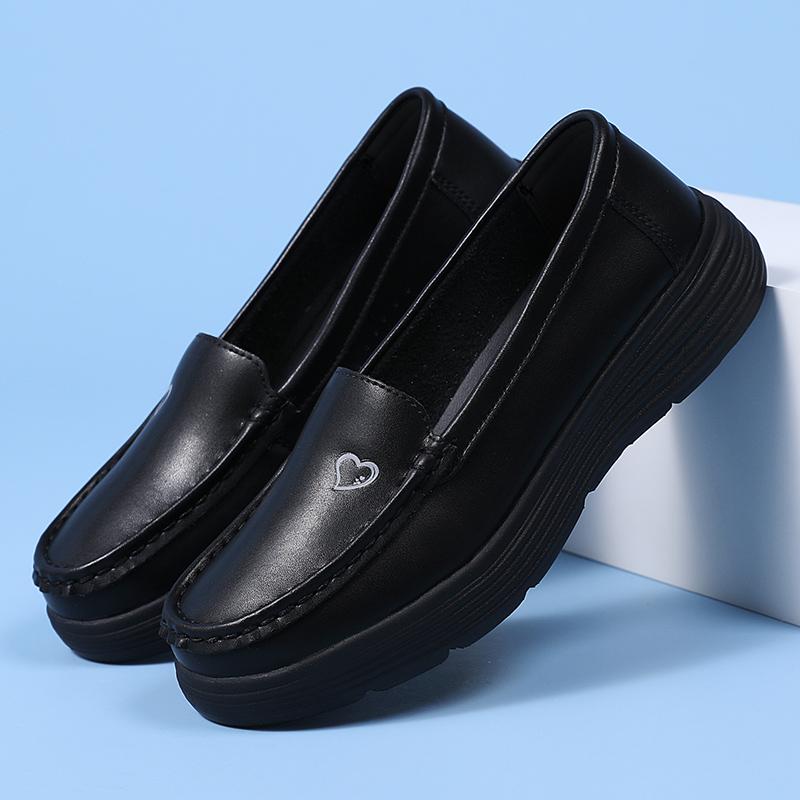 Women’s Moccasins Black Loafers Leather Driving White Casual Slip On Walking Shoes Nurse Shoes