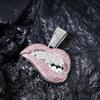 European & American Hip Hop Colored Diamond Biting Lips Pendant Necklace - Creative Cuban Chain Collection