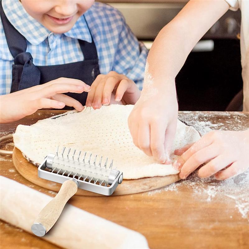 

ABWR-Pastry Roller With Stainless Steel Spikes Homemade Pizza Tool,Prevents Dough From Blistering,Pizza Making Accessories