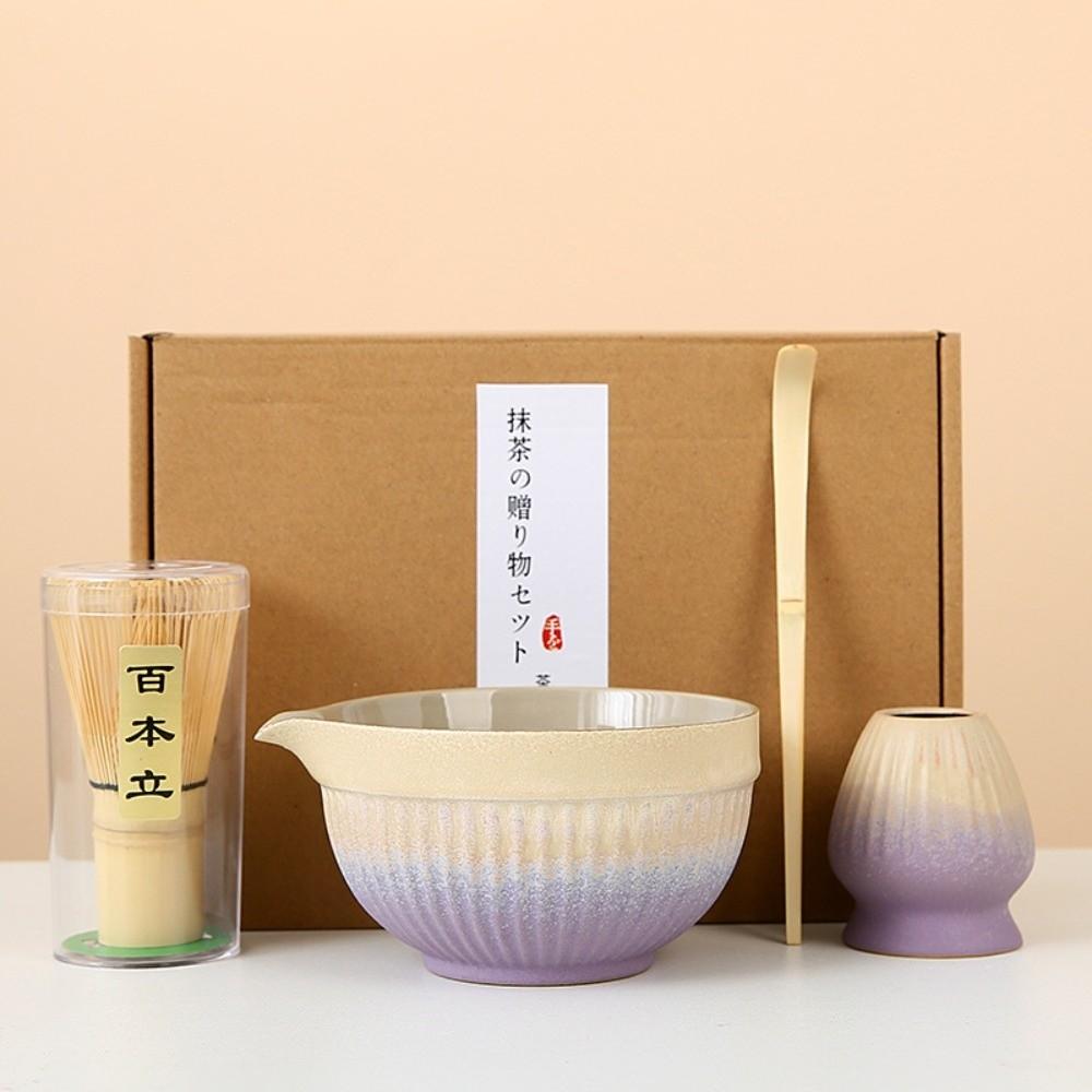 4/5PCS New Bamboo Ceramic Japanese Matcha Tea Set Food Grade Safe Matcha Stirring Brush Reusable Matcha Whisk