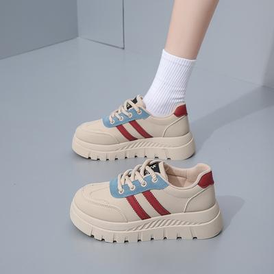 2025 Spring Little White Shoes New Korean Version Ins Female Students Platform Heightening Sports Board Shoes Casual Street Shot 1A51