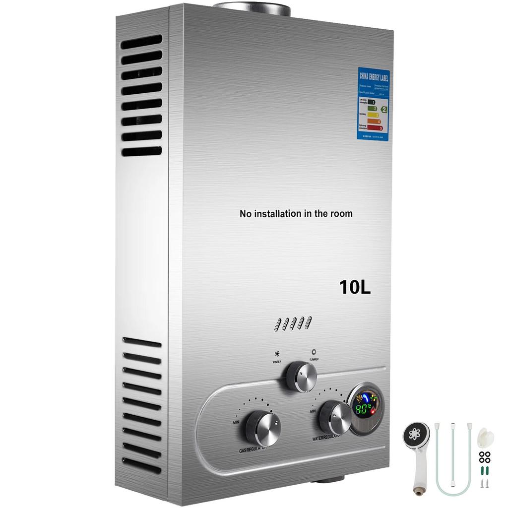 SIHAO 6L 8L 10L 12L 16L 18L GPL Portatile Scaldabagno Istantaneo a Gas Propano GPL Murale Senza Serbatoio Display Digitale