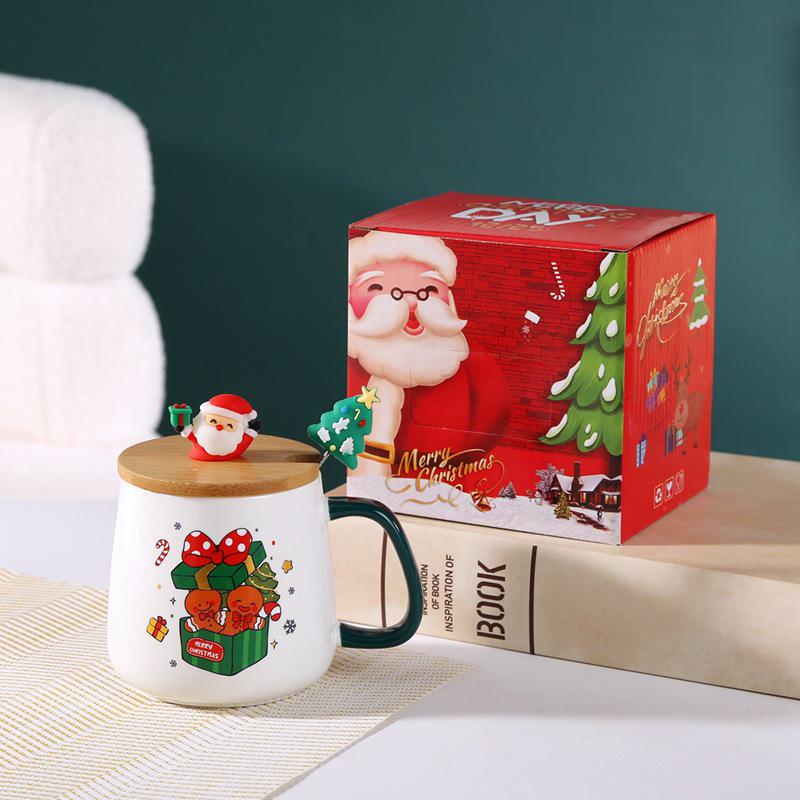 Christmas Ceramic Mug Gift Set - Santa Claus New Year Office Coffee Mug