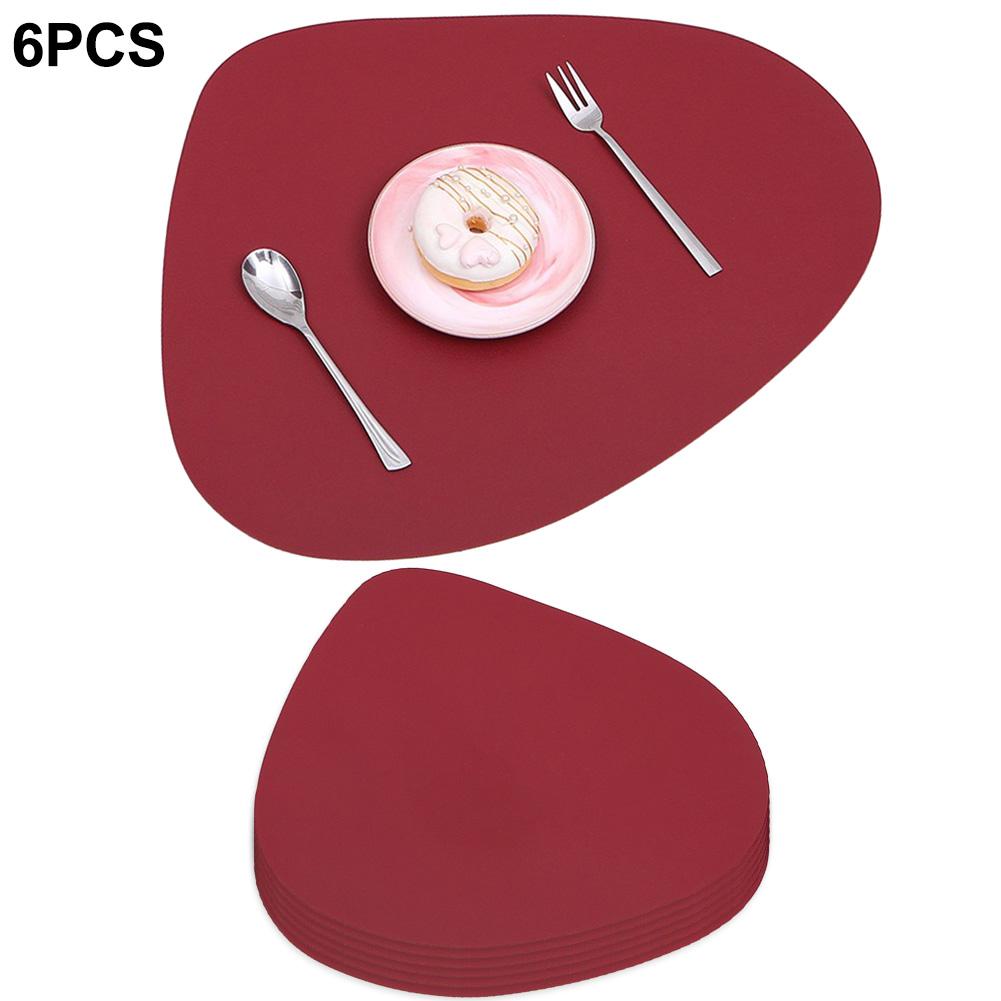 40x30cm Placemats 6pc Oval PU Leather Round Versatile