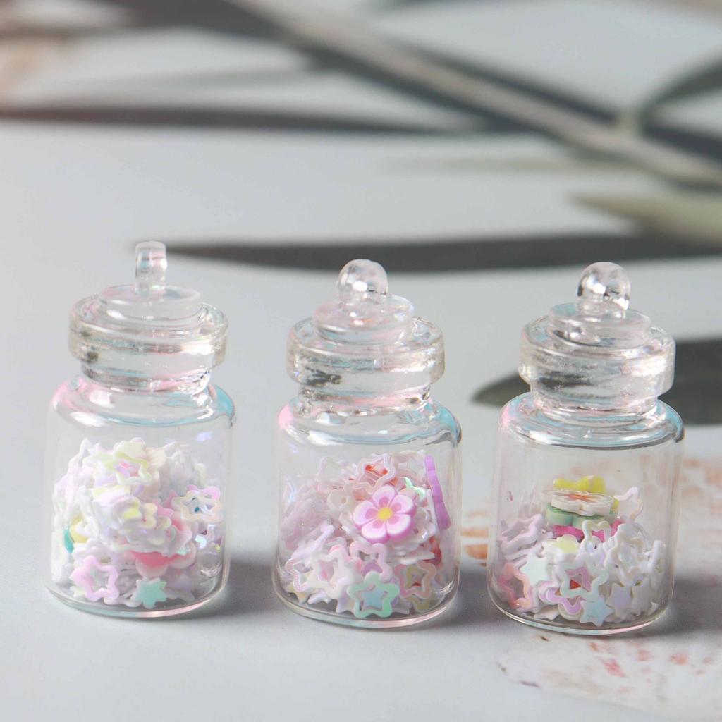 10Pcs Colorful 3D Glass Star Sequins Wishing Drift Bottle Pendants For Jewelry Making Diy Keychains Accessories
