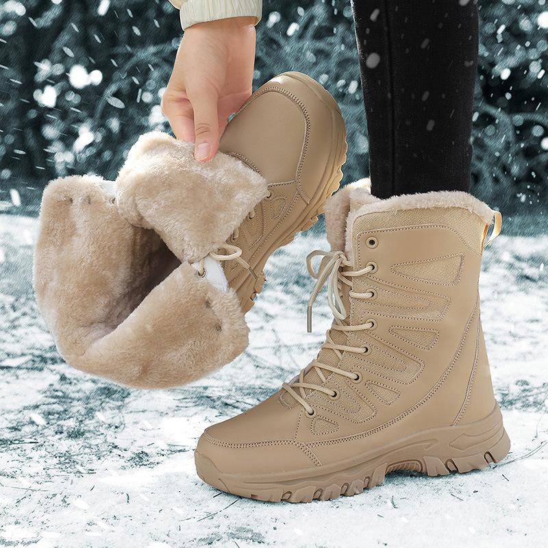 Winter Outdoor Travel Sports Large Size Snow Boots Women's Fleece Warm Medium Boots Women's Boots Ski Hiking Shoes
