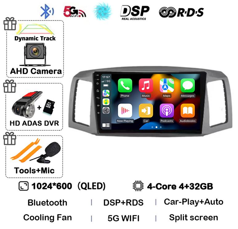 Android 14 Carplay Auto WIFI+4G For JEEP Grand Cherokee 2004 2005 2006 2007 Car Radio Multimedia Video Player GPS Stereo Audio