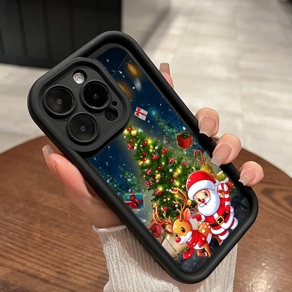 Ae121 Merry Christmas Santa design art Phone Cases for iPhone 16 14 13 11 Pro Max 15 7 8 6 Plus 12 mini XR XS Max SE Angel Eye Ladder Protective Cover