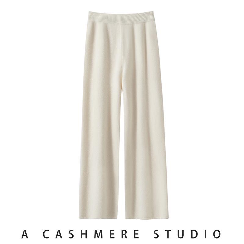 

Zhen Women s Heavyweight Cashmere Wide-Leg Pants - Comfortable, High Waist, Slimming Fit for Autumn and Winter. Medium белый