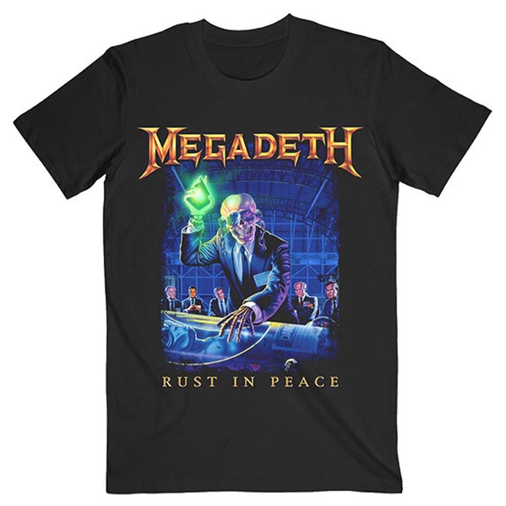 Men s Megadeth Rust In Peace Tracklist (Back Print) Slim Fit T-Shirt Mens Womens Tees Top Medium 3XL