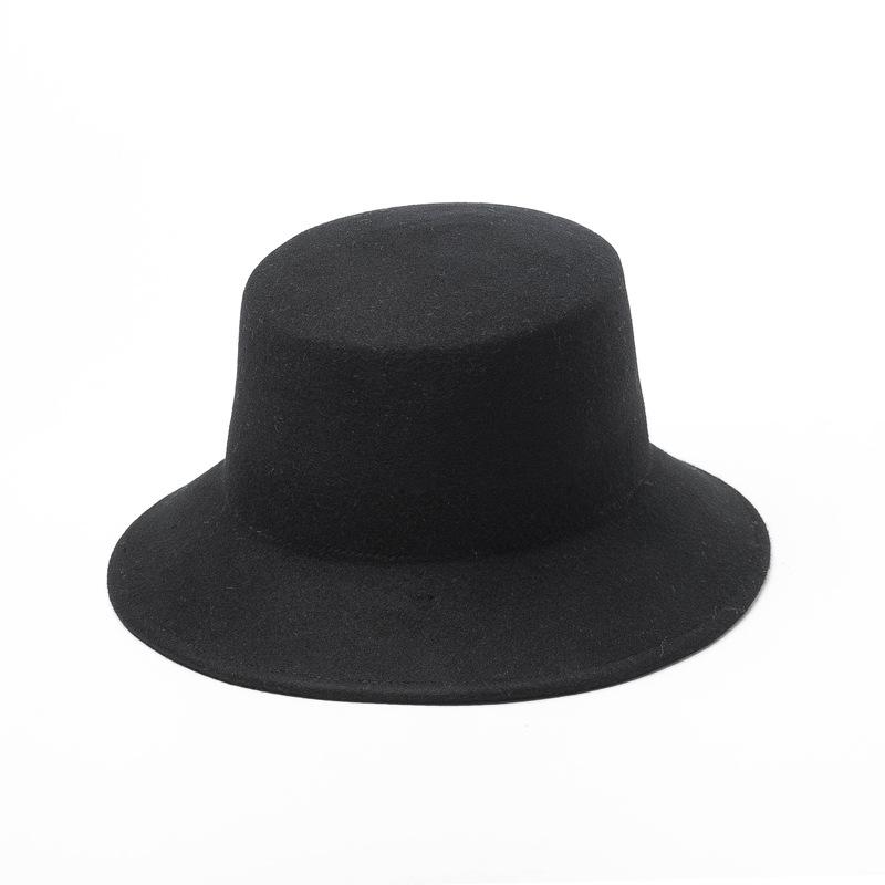 Autumn and winter new fashion woolen basin bucket hat women's casual simple concave felt top hat tide