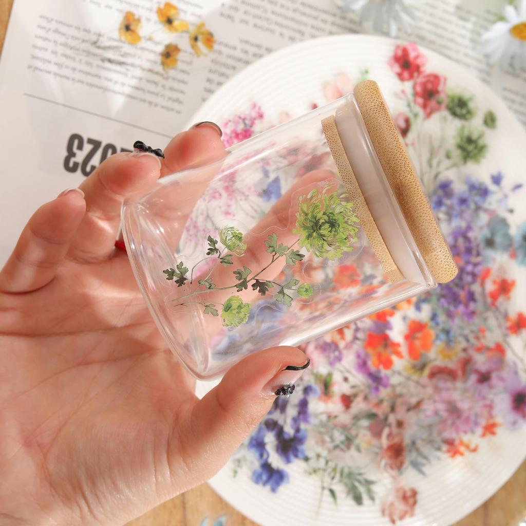 50 Autocollants Pétales de Fleur d'Encre: Décoration Transparente, Imperméable, DIY pour Verre, Tasses et Cadres Photo