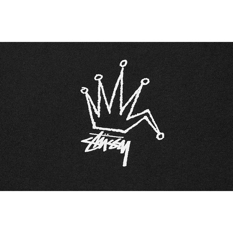Stussy Old Crown T-Shirt Klassisches Logo Kurzarm Amerikanisches Vintage T-Shirt Unisex Oberteile 1904510-SCHWARZ