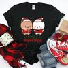 Kawaii SnowUnisex Bubu Dudu Christmas Graphic Tshirt Trendy Funny Cartoon Panda Printing Women Shirt Fashion Holiday Cotton Tees