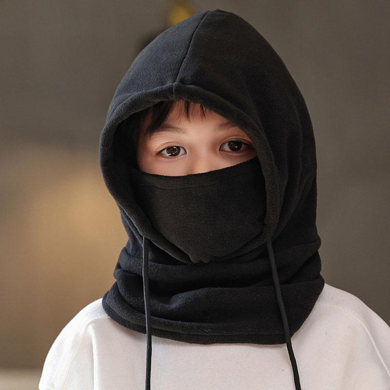 Winter Fleece Kinder Sturmhaube Mütze Outdoor Winddichte Fahrradkappe für Kinder Junge Mädchen Einfarbig Dick Warm Kapuzenmütze Schal