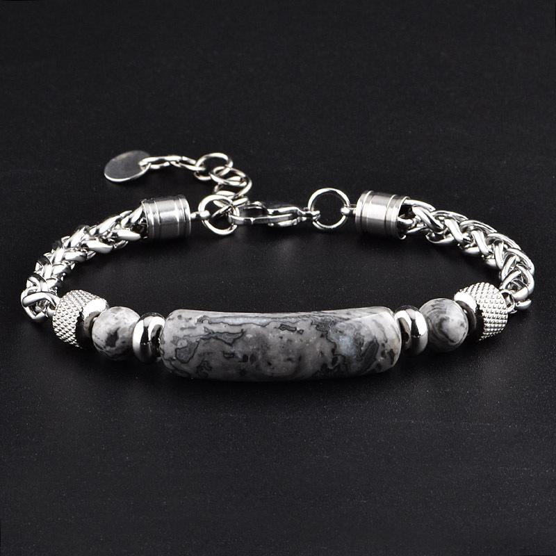 Stainless Steel Braelet Men Adjustable Chain Link Braclet Homme 10mm Natural Sodalite Onyx Tiger Eyes Braslet Pulsera Gift