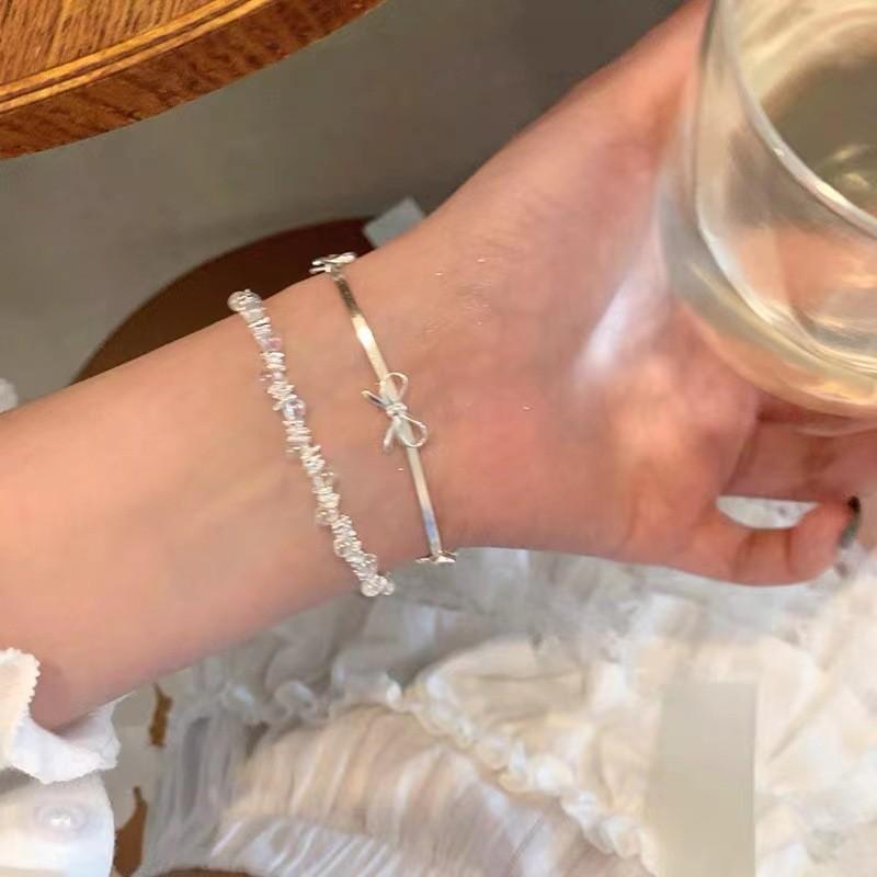 And Chic Modern Silver Bow Knot Bracelet For Women Minimalist Highend Geometric Jewelry