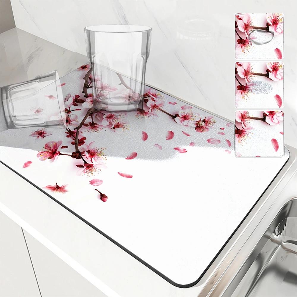 

Большой кухонный впитывающий коврик Зимоцвет Противоскользящий Дренажный Коврик для сушки посуды и кофе Быстросохнущий Коврик для ванной комнаты Декор ковриков для столовой посуды 20x30cmDiatommud