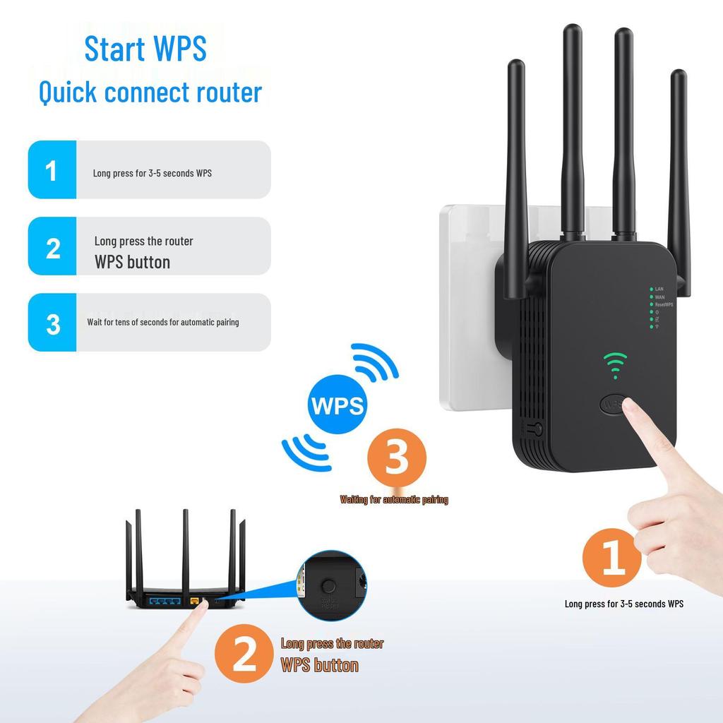 1200M WiFi Range Extender Gigabit Dual Band 2.4G/5G