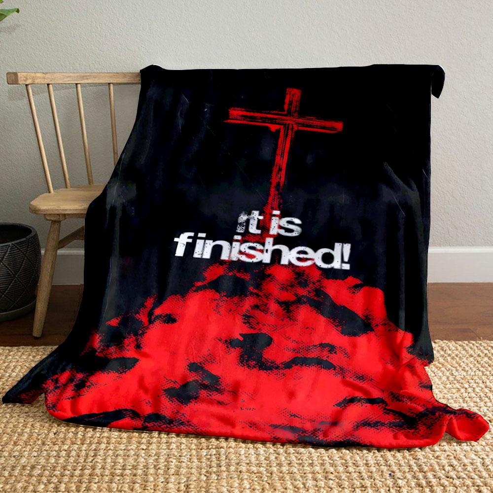 

It Is Finished Christian Cross Blanket Printed Blanket for Living Room Bed Couch lunch break Soft Cozy Blanket for Friend s festival Gift 80cm x 120cm