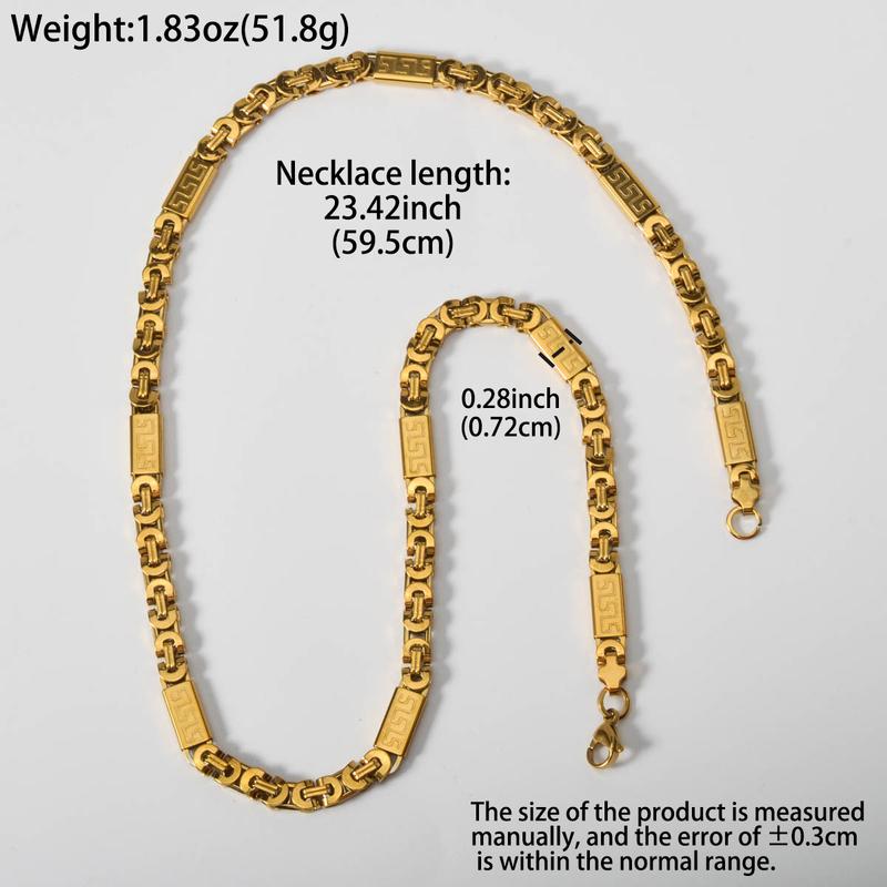 Stainless Steel Hip-hop Style Necklace 7mm Thick Rectangular Link Chain Fashion Jewelry Necklace Suit For Men Women Daily Wear