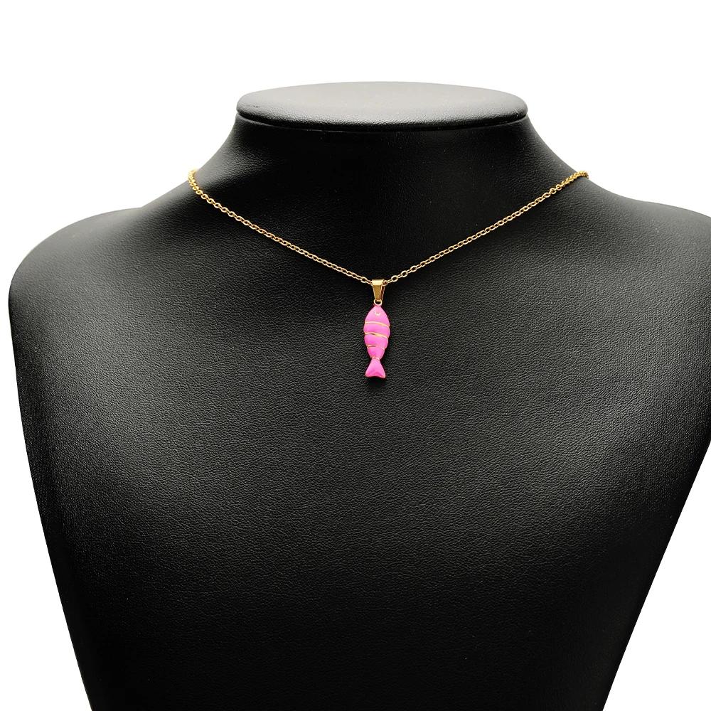 5pcs Stainless Steel Enamel Fish Bracelet Making Necklace Pendants Charms for DIY Jewelry Findings Handmade Crafts Accessories