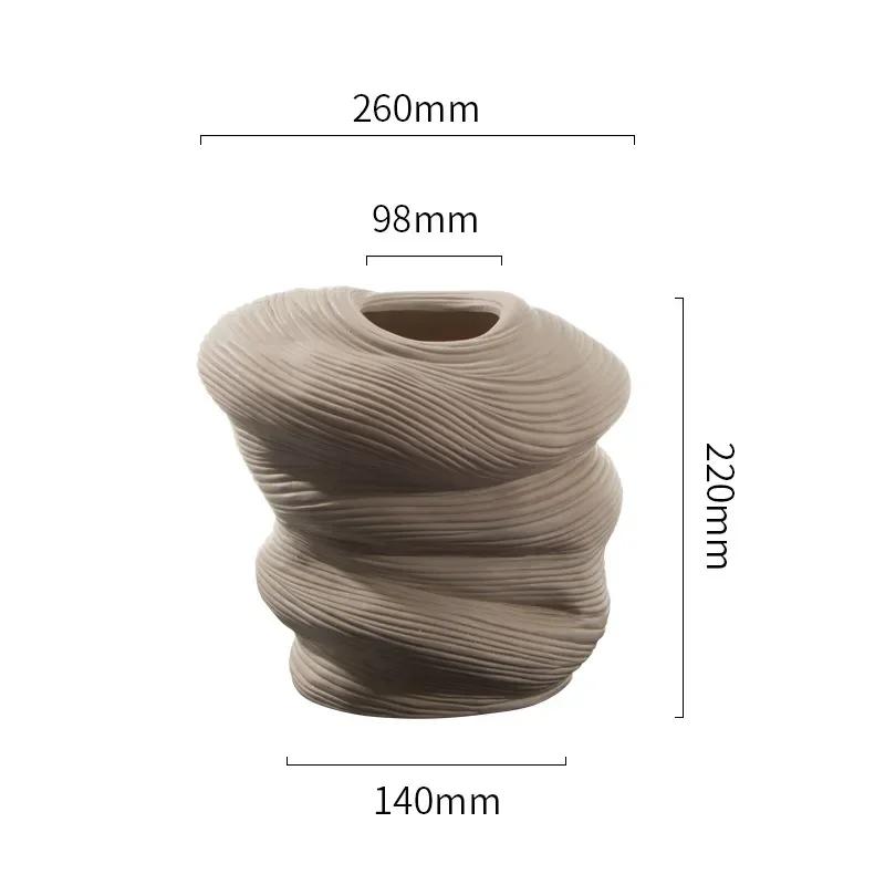 Ceramic Vase Stripe Winding Pattern Flower Vase Porcelain Crafts Flower Arrangement Accessories Home Furnishing Decoration