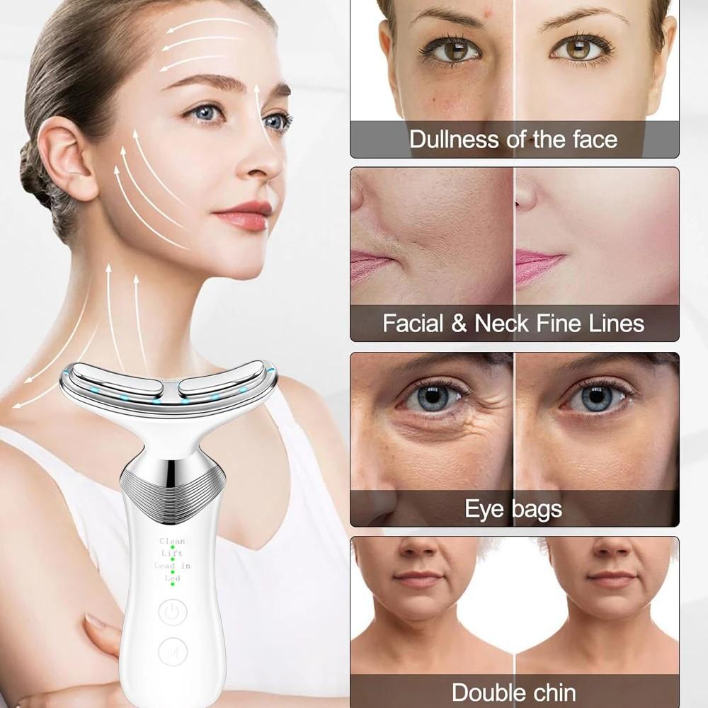 Microcurrent Neck Device Dual Use Face Massager - Anti-Aging Care for Nasolabial Lines & Neck Wrinkles Beauty Instrument