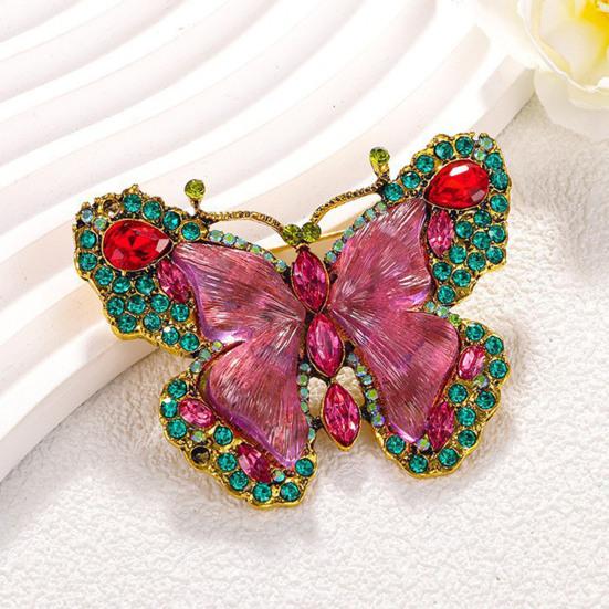 Women Brooch Sparkling Rhinestones Faux Pearl Butterflies Shape Lapel Pin Suits Coats Bags Scarves Badge Versatile Accessory